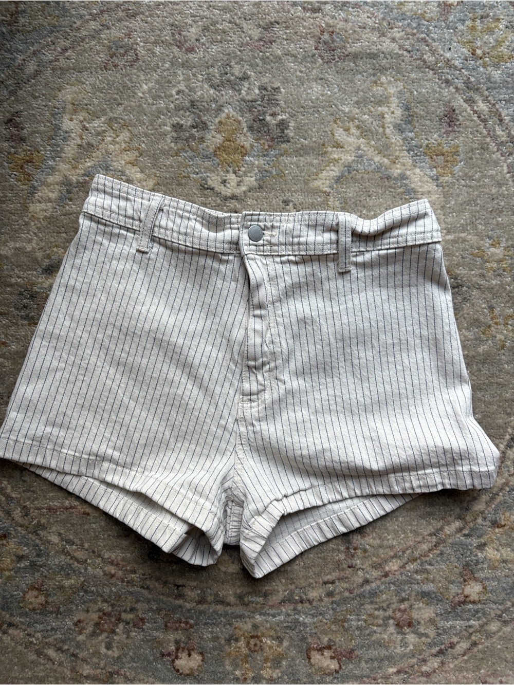 Universal Thread Cream Pinstriped High-Waist Shorts